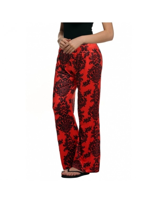 ACEVOG Fashion Wide Leg Elastic Waist Print Stretch Long Trouser Pants