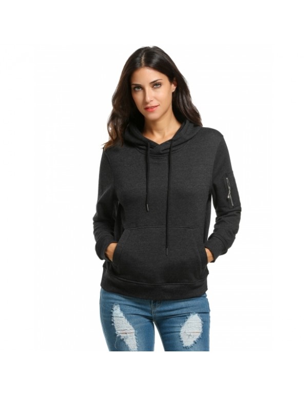 New Long Sleeve Solid Hooded Hoodies Sweatshirts with Pockets