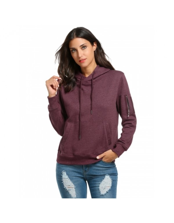 New Long Sleeve Solid Hooded Hoodies Sweatshirts with Pockets