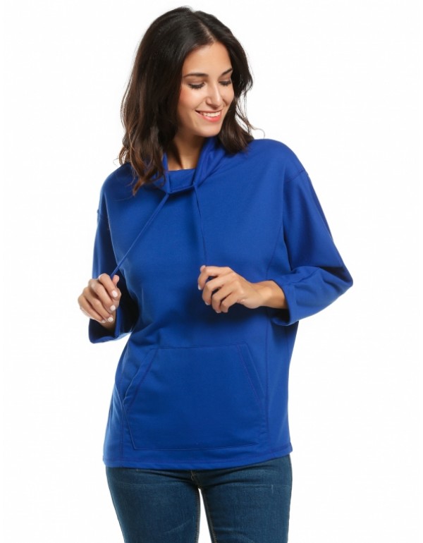 Cowl Collar Batwing Sleeve Pullover Sweatshirt Hoodie With Pockets