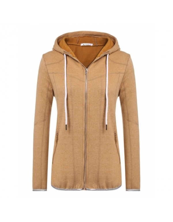 Drawstring Hooded Long Sleeve Pullover Zipper Pock...