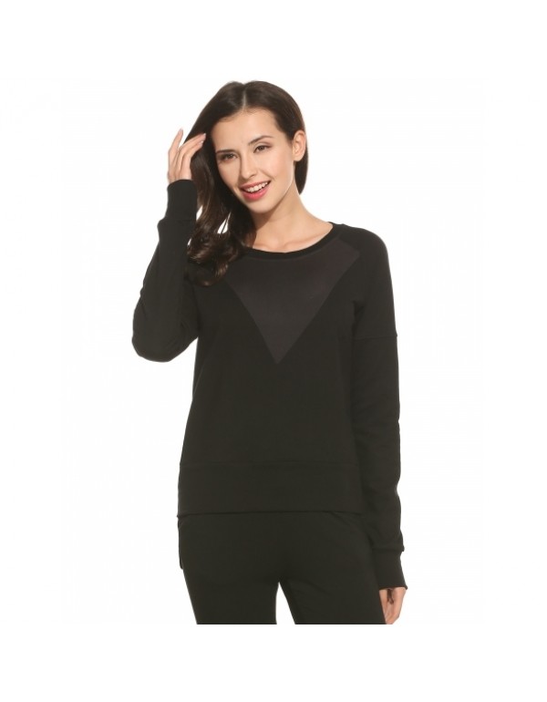 New Long Sleeve Asymmetrical Hem Pullover Patchwor...