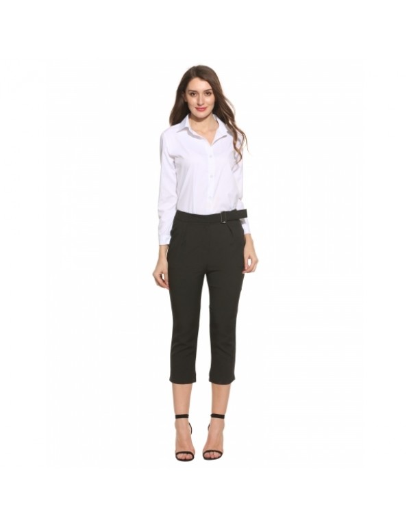 New FashionSlim High Waist Casual Belt Trousers