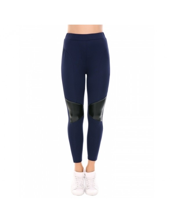 High Waisted Patchwork Stretch Tights Casual Skinny Legging