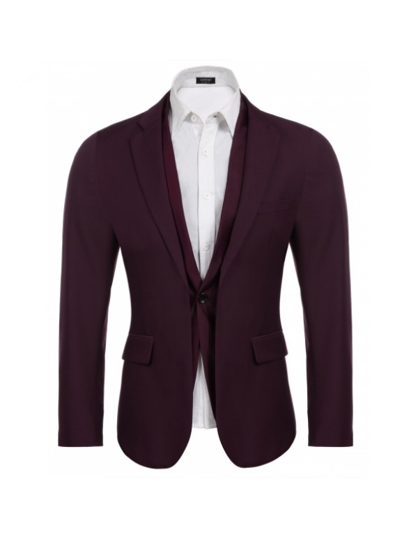 Lapel Casual Slim Fit Solid Men's Blazer Coat