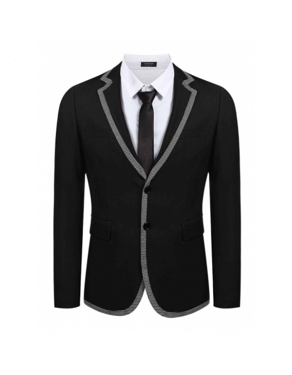 Slim Fit Notch Lapel Long Sleeve Formal Business B...