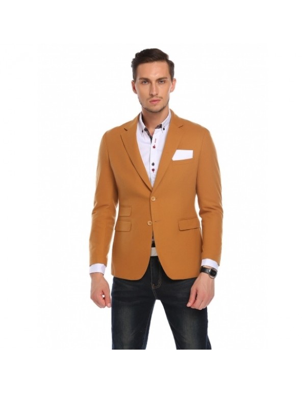 Men's Long Sleeve Slim Double Collar Buttons Suit