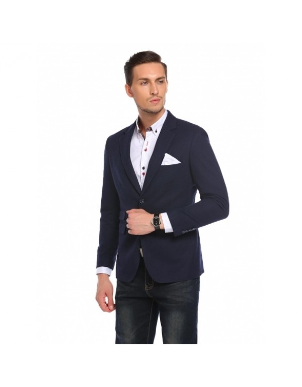 Men's Long Sleeve Slim Double Collar Buttons Suit