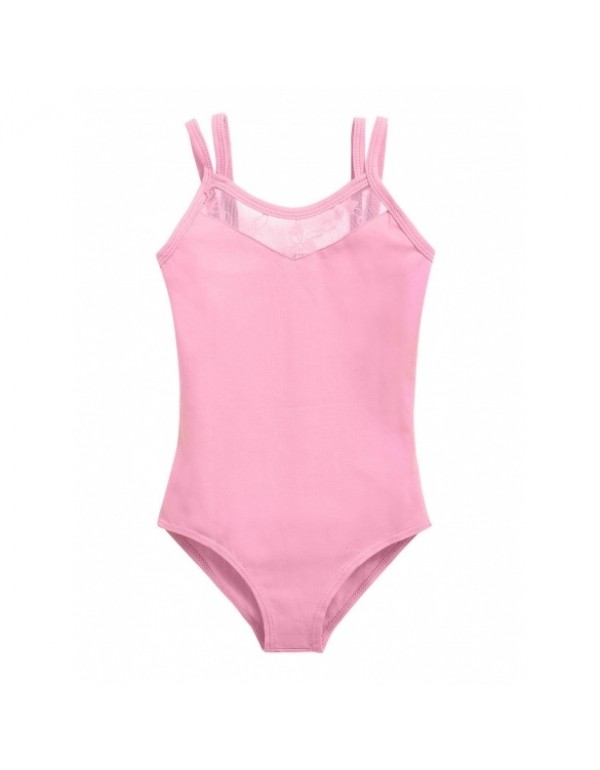 Girls' Spaghetti Strap Lace-trimmed Gym Dance Leotard