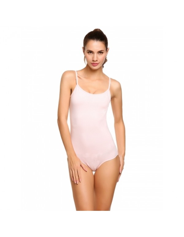 Solid Spaghetti Strap Backless Women's One Piece Dance Leotard