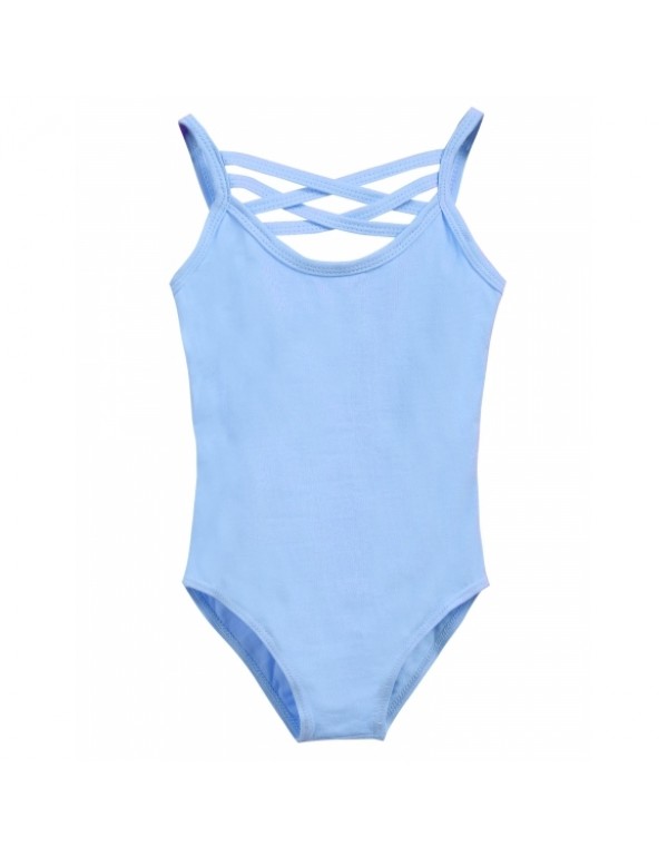 Girl Gym Dance Spaghetti Strap Solid Leotard