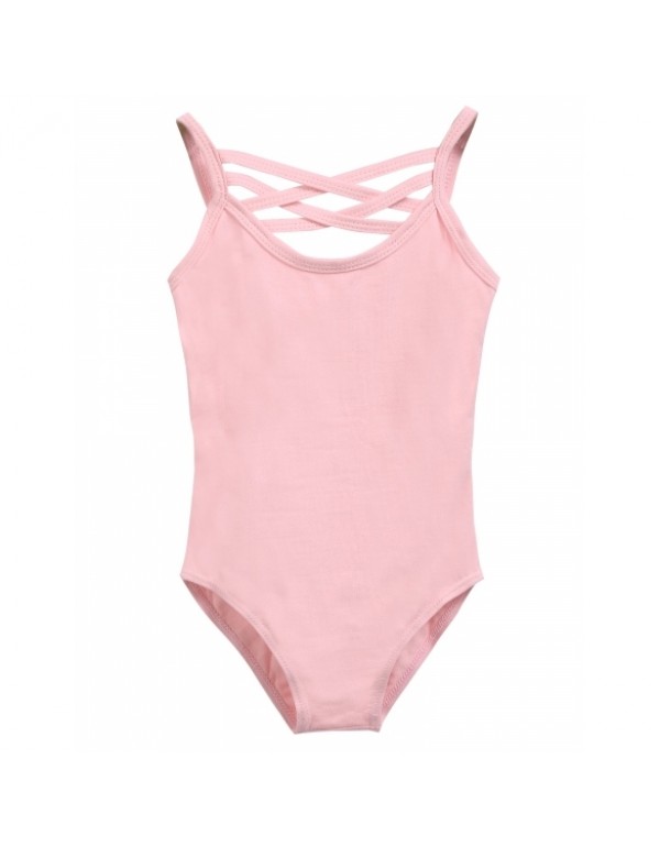 Girl Gym Dance Spaghetti Strap Solid Leotard