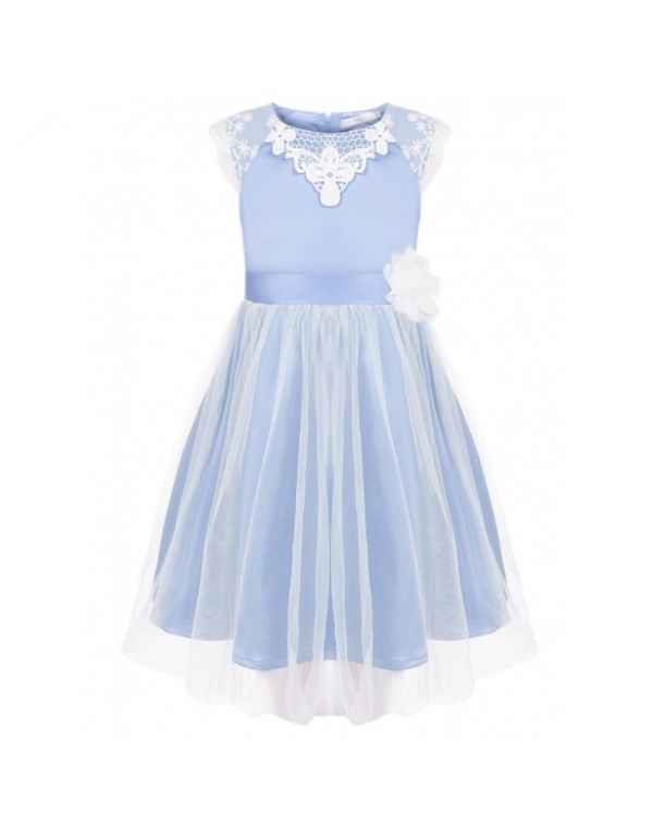 Girls' Sleeveless Lace Mesh Patchwork Dress