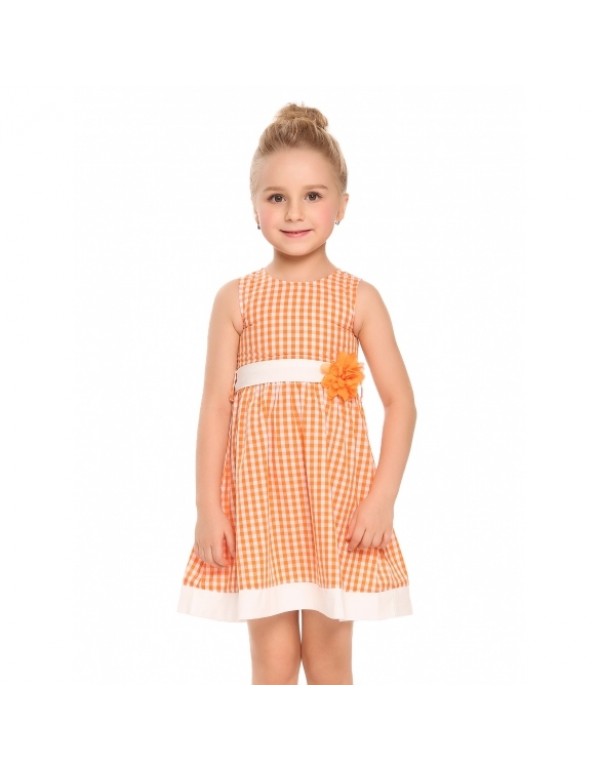 Child Girl Sleeveless Applique Plaid Patchwork Dre...