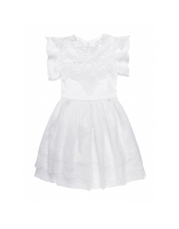 Child Girl's Short Sleeve Lace Patchwork Dress