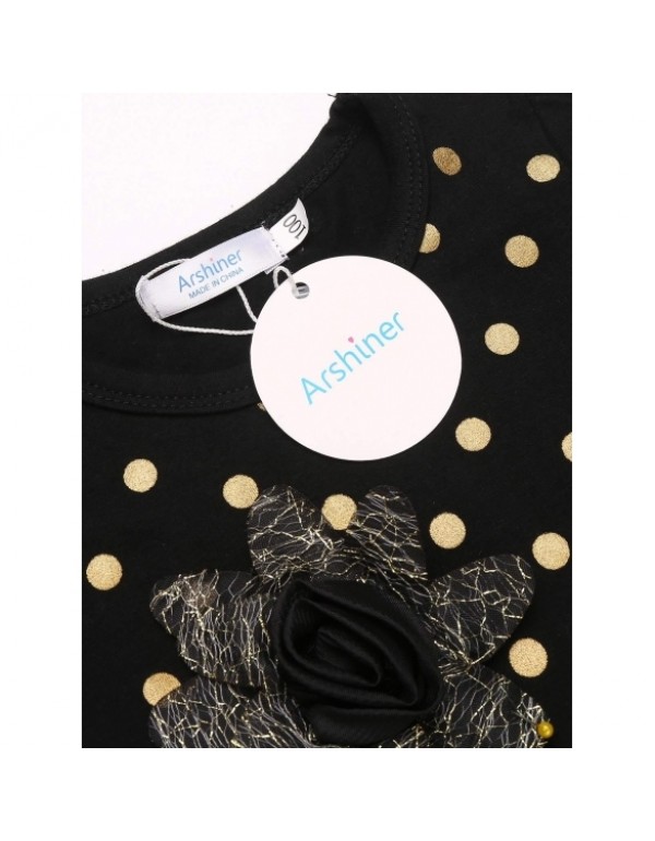 Child Girl Long Sleeve Dot Lace Patchwork Dress