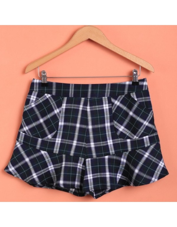 New FashionMini Short Plaid Pantskirt Culottes