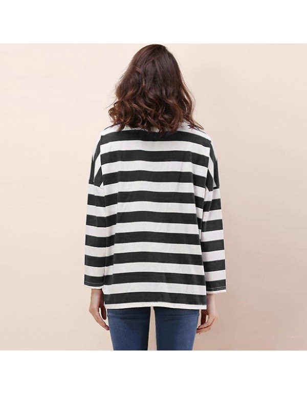 New Sweater Pullover Long Sleeve Stripe Loose New ...