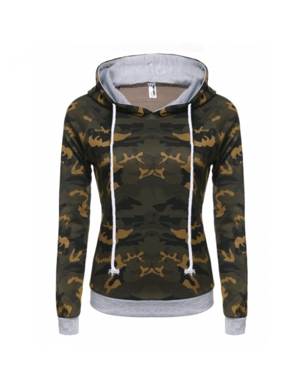 New Fashion Casual Raglan Long Sleeve Camouflage Print Hooded Sweatshirts Pullover Hoodie