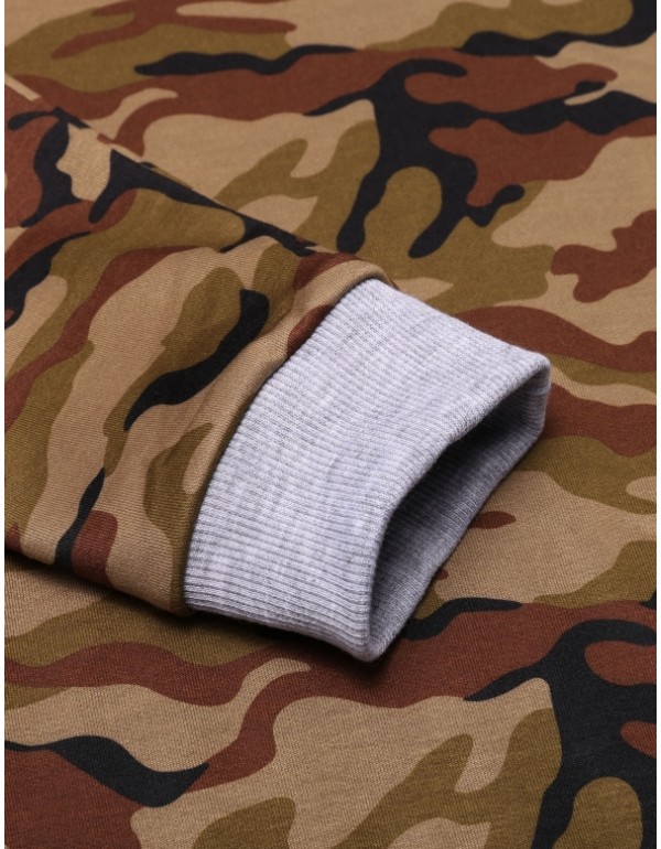 New Fashion Casual Raglan Long Sleeve Camouflage Print Hooded Sweatshirts Pullover Hoodie