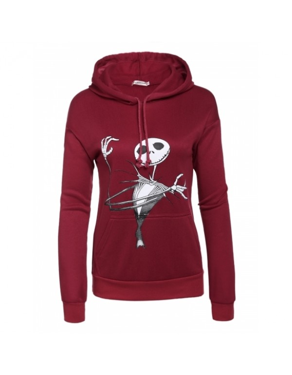 Long Sleeve Print Solid Hooded Casual Pullover Hoodie