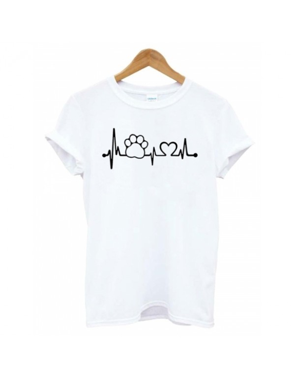 Printed Claw and Heart Shape of Electrocardiogram Pattern T-shirt