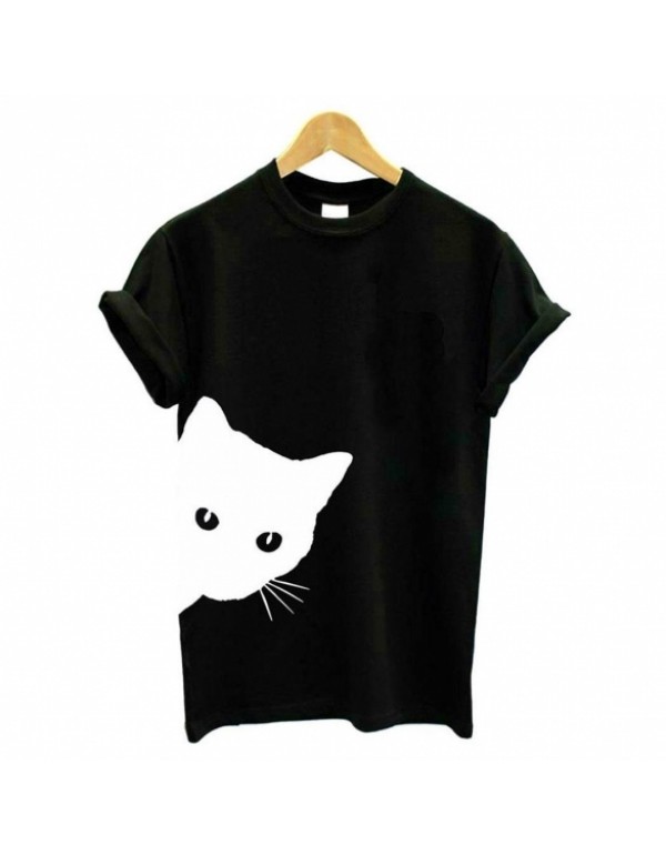 Simple Style Short Sleeve Loose Animal Print T-Shi...